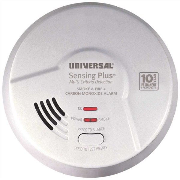 Universal Security Instruments 10-Year Sealed Battery Operated 3 in 1 Smoke Fire&Carbon Monoxide Detector Multi-Criteria Detection AMIC3511SB